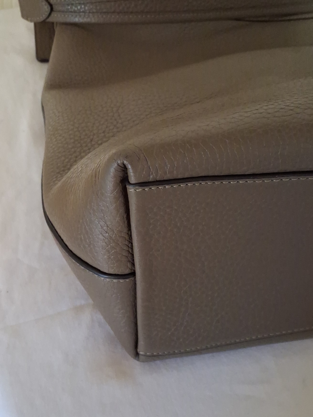 COACH Stone Color Leather Large Laurel Shoulder Bag Gold Tone Hardware - Picture 11 of 16